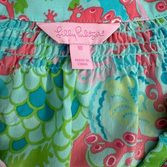 Lilly Pulitzer Button Down Pink Green Floral Shirt Size 10 - Picture 4 of 4